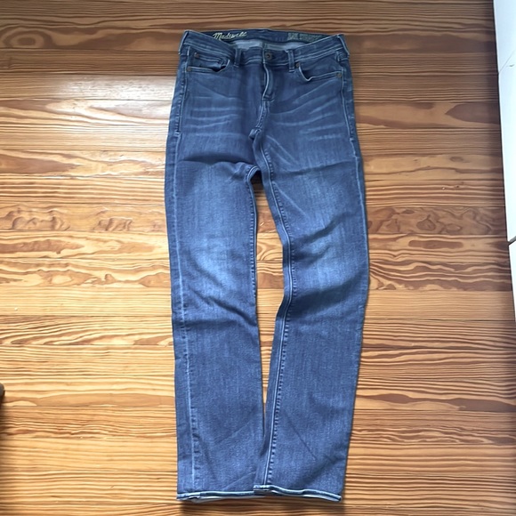 Madewell Medium Wash Rail Straight Leg Mid Rise Whiskered Jeans 28x34 - Picture 3 of 6